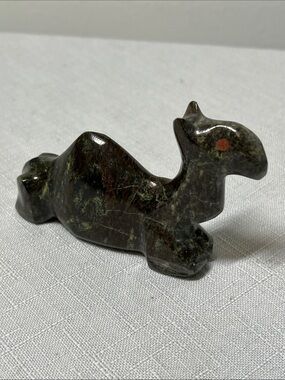 Hand Carved Dark Green Stone Camel Figurine
Collectible